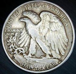 1938 D Walking Liberty Silver Half Dollar Coin Key Date Original Surfaces XF
