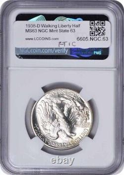 1938-D Walking Liberty Silver Half Dollar MS63 NGC