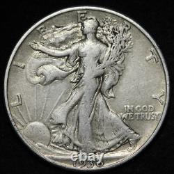 1938-D Walking Liberty Silver Half Dollar XF E317 XCT