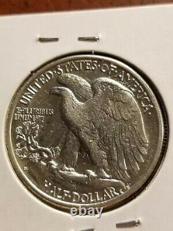 1938 D Walking Liberty Silver Half Dollar, key date, Denver INV02 H58