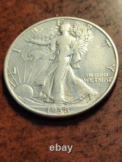 1938 D Walking Liberty Silver Half Dollar, key date Denver inv05 h506