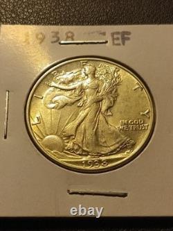 1938 SILVER WALKING LIBERTY HALF DOLLAR /Extremely Fine