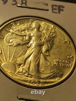 1938 SILVER WALKING LIBERTY HALF DOLLAR /Extremely Fine