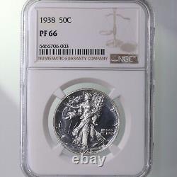 1938 Walking Liberty 50C NGC Certified PF66 Proof Struck Silver Half Dollar Coin