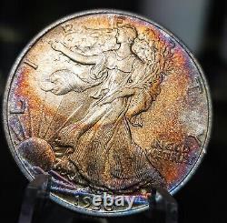 1938 Walking Liberty Half Bu Monster Toned