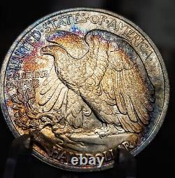 1938 Walking Liberty Half Bu Monster Toned