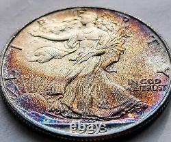 1938 Walking Liberty Half Bu Monster Toned