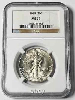 1938 Walking Liberty Half Dollar NGC MS-64