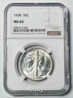 1938 Walking Liberty Half Dollar NGC MS-65 White Coin