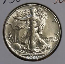 1938 Walking Liberty Half Dollar-gem Bu Gem Brilliantly Uncirculated