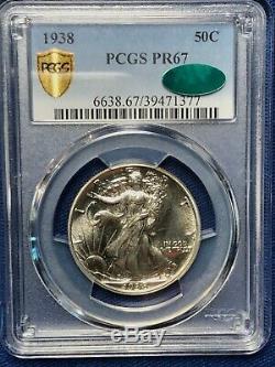 1938 Walking Liberty Half PCGS PROOF- 67 CAC 100% WHITE VERY NICE vnsx