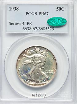 1938 Walking Liberty PCGS PF67, CAC Ultra Rare CAC Pop 135/8 CAC Price $1580