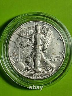 1938-d Walking Liberty Half Dollar. Xf/au. Rare. Low Mintage. Key Date