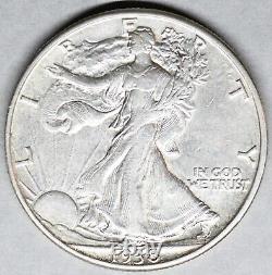 1938 d walking liberty half dollar key date in a high grade