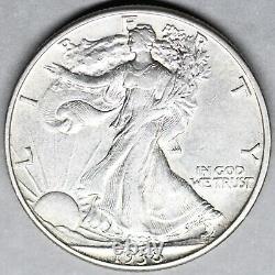 1938 d walking liberty half dollar key date in a high grade