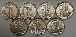 1939 39D 40 41 42 43 44 Silver Walking Liberty Half Dollars Grading AU Gorgeous