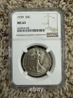 1939 50c Walking Liberty Half Dollar NGC MS63