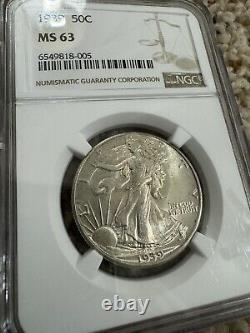 1939 50c Walking Liberty Half Dollar NGC MS63