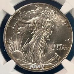 1939 50c Walking Liberty Silver Half Dollar Ngc Ms63