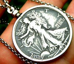 1939 Authentic circulated silver walking liberty half dollar coins necklace