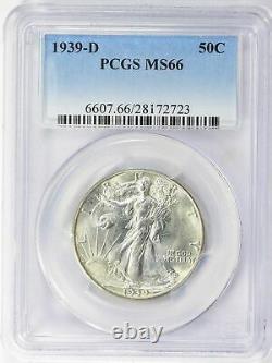 1939-D Liberty Walking Half Dollar PCGS MS-66 Mint State 66