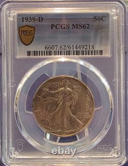 1939-D Walking Liberty Half Dollar MS62 Gold Shield Graded 01/26