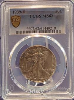 1939-D Walking Liberty Half Dollar MS62 Gold Shield Graded 01/26