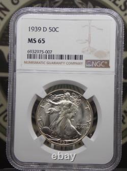 1939 D Walking Liberty SILVER Half Dollar 50c NGC MS65 #007 GEM BU ECC&C, Inc