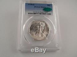 1939-S 50C Walking Liberty Half Dollar PCGS MS66, Lustrous, CAC