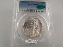 1939-S 50C Walking Liberty Half Dollar PCGS MS66, Lustrous, CAC