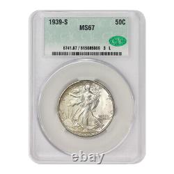 1939-S 50c Silver Walking Liberty CACG MS67 San Francisco minted gem graded coin