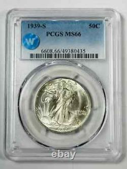 1939 S Walking Liberty Half Dollar PCGS MS-66 Sight White