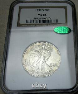 1939-S Walking Liberty Silver Half Dollar NGC MS65 CAC Verified Uncirculated