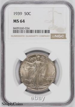 1939 Walking Liberty Half Dollar NGC MS64 BU Silver Coin