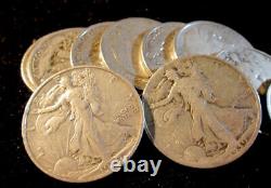 1939-s Walking Liberty Half Dollar 1/2 Roll 10 Coins Grade Good To Fine