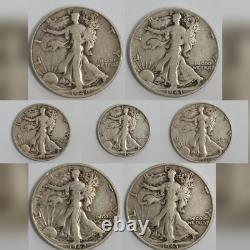 1940-1946 S 50C Walking Liberty Half Dollar 7 coins