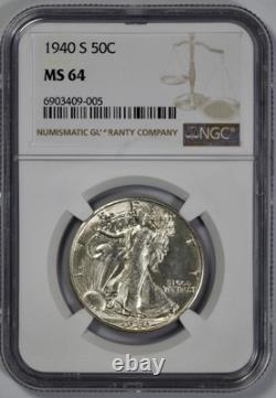 1940-S Walking Liberty 50c Half Dollar NGC MS 64 Semi Proof Like