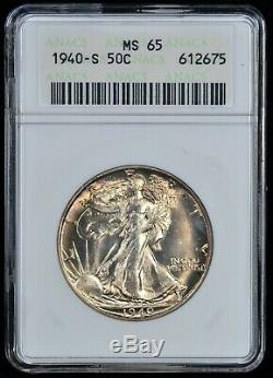 1940 S Walking Liberty Half Dollar MS-65 ANACS Vintage Gen IV Holder