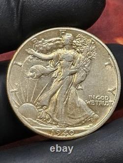 1940 Walking Liberty Half Dollar, Gem BU, Beautiful Sunrise Tone