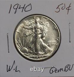 1940 Walking Liberty Half Dollar-gem Bu Gem Brilliantly Uncirculated