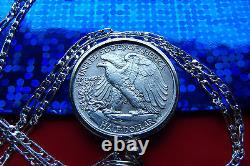 1940's High Grade Walking Liberty Half Dollar Pendant on a 22.925 Silver Chain