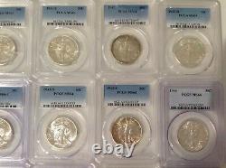 1941-1947 50c Silver Walking Liberty Short Set PCGS MS64 half dollar coins b11