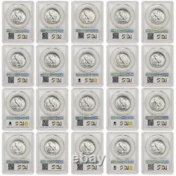 1941-1947 50c Silver Walking Liberty Short Set PCGS MS65-MS66 half dollar coin