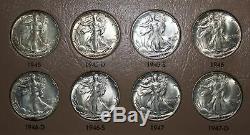 1941-1947 Gem Uncirculated Complete Walking Liberty Half Set Dollar/Dansco Album