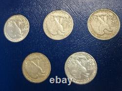 1941-1947 Silver Liberty Walking Half Dollar 20 Coin Short Set Mostly XF and AU