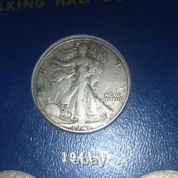 1941-1947 Walking Liberty Half Dollar, Complete Whitman Book, VF(7), XF(12), AU(1)