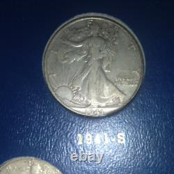 1941-1947 Walking Liberty Half Dollar, Complete Whitman Book, VF(7), XF(12), AU(1)