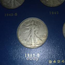 1941-1947 Walking Liberty Half Dollar, Complete Whitman Book, VF(7), XF(12), AU(1)