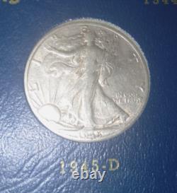 1941-1947 Walking Liberty Half Dollar, Complete Whitman Book, VF(7), XF(12), AU(1)