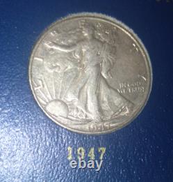 1941-1947 Walking Liberty Half Dollar, Complete Whitman Book, VF(7), XF(12), AU(1)